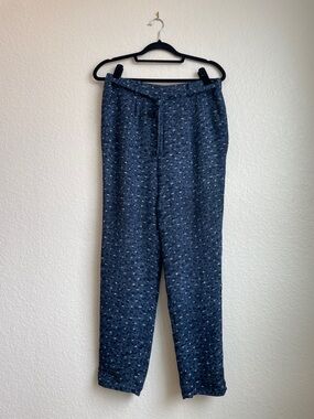 Joie 100% Silk Navy Patterned Straight-Leg Trousers • Small